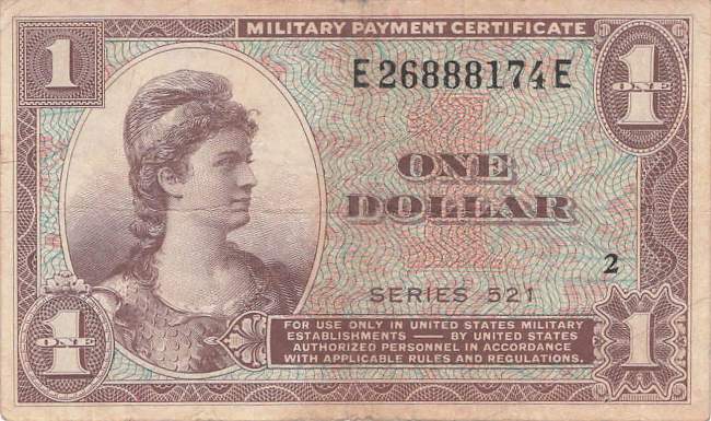 USA MPC Series 521 p.M33 1 Dollar 1954 F